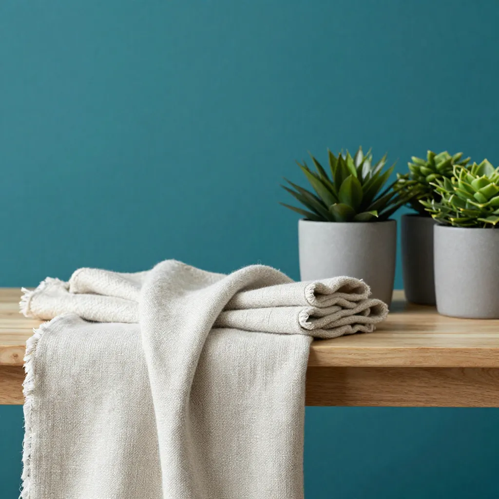 Hyggelig balkon med planter og tekstiler